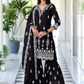 Lovely Black Color Fancy Embroidery Designer Kurti With MalMal Dupatta