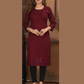 Attractive Maroon Color Rayon With Chikankari Work Kurti For Women