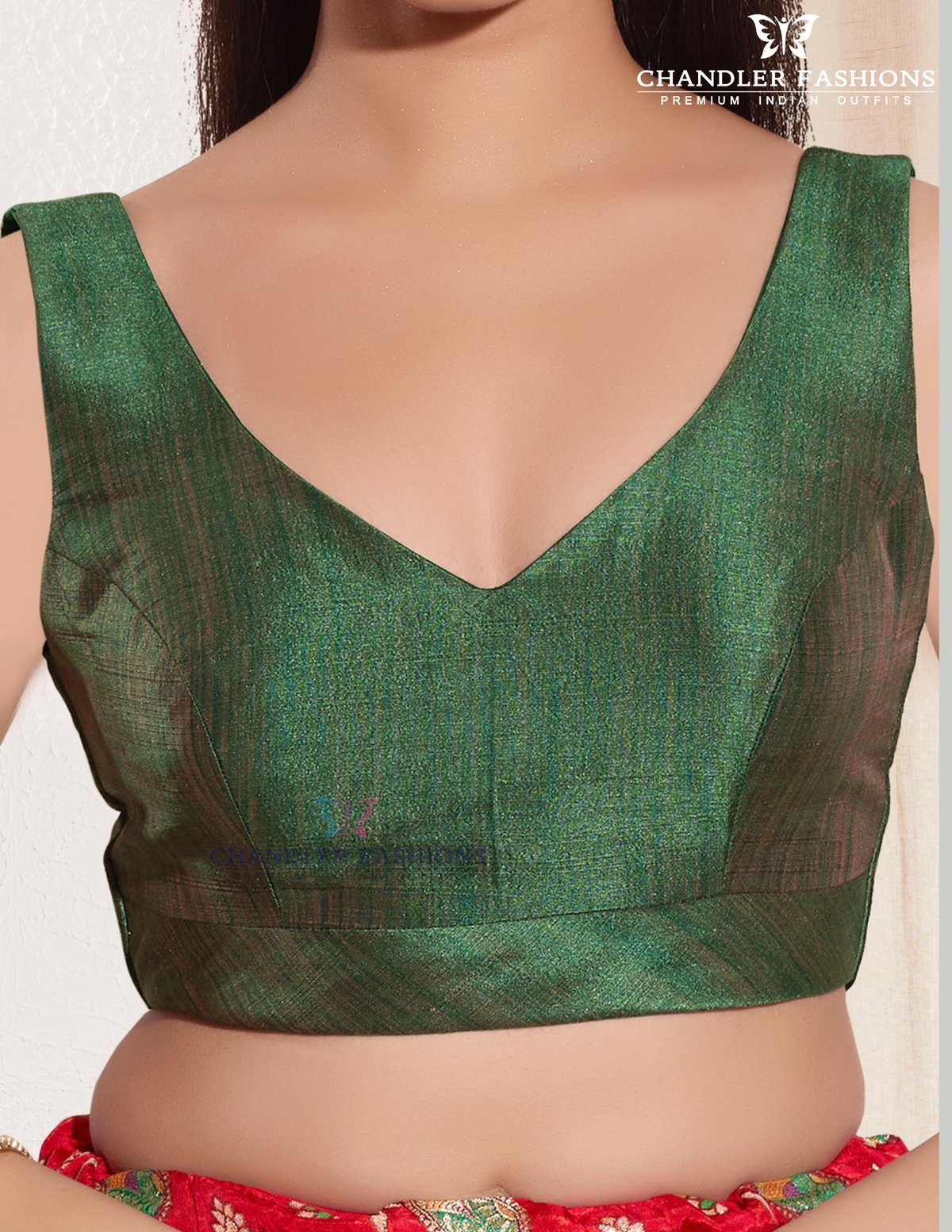 Pleasing Green Color Brocade Readymade Blouse For Women