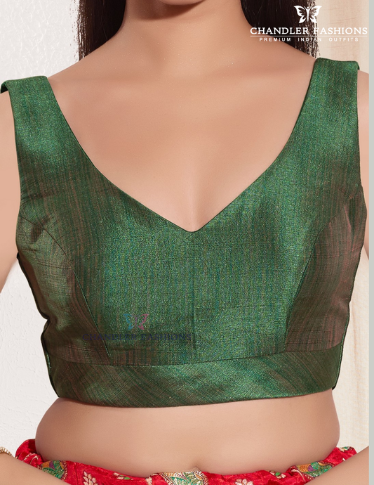 Pleasing Green Color Brocade Readymade Blouse For Women