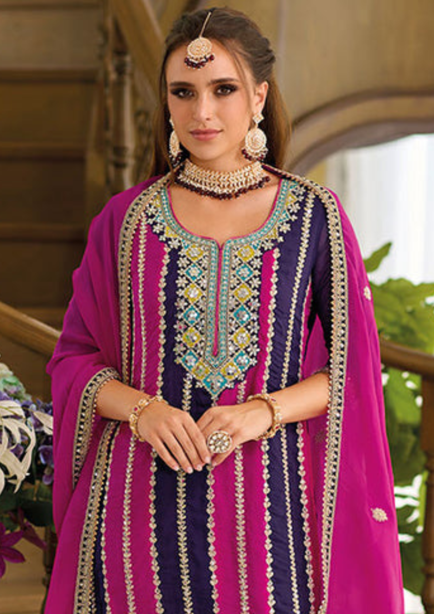 Charming Blue Colored Diamond Fancy Embroidery Work In Near Me