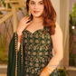 Pleasing Green Color Faux Georgette Palazzo Suit Near Me
