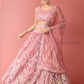 Beautiful Pink Color Soft Net With Embroidery And Sequins Work Lehenga Choli For Women