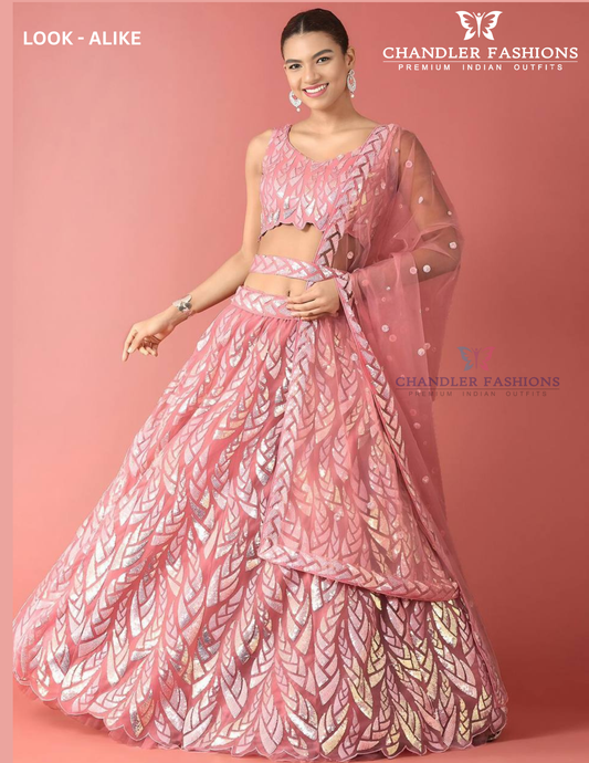 Beautiful Pink Color Soft Net With Embroidery And Sequins Work Lehenga Choli For Women