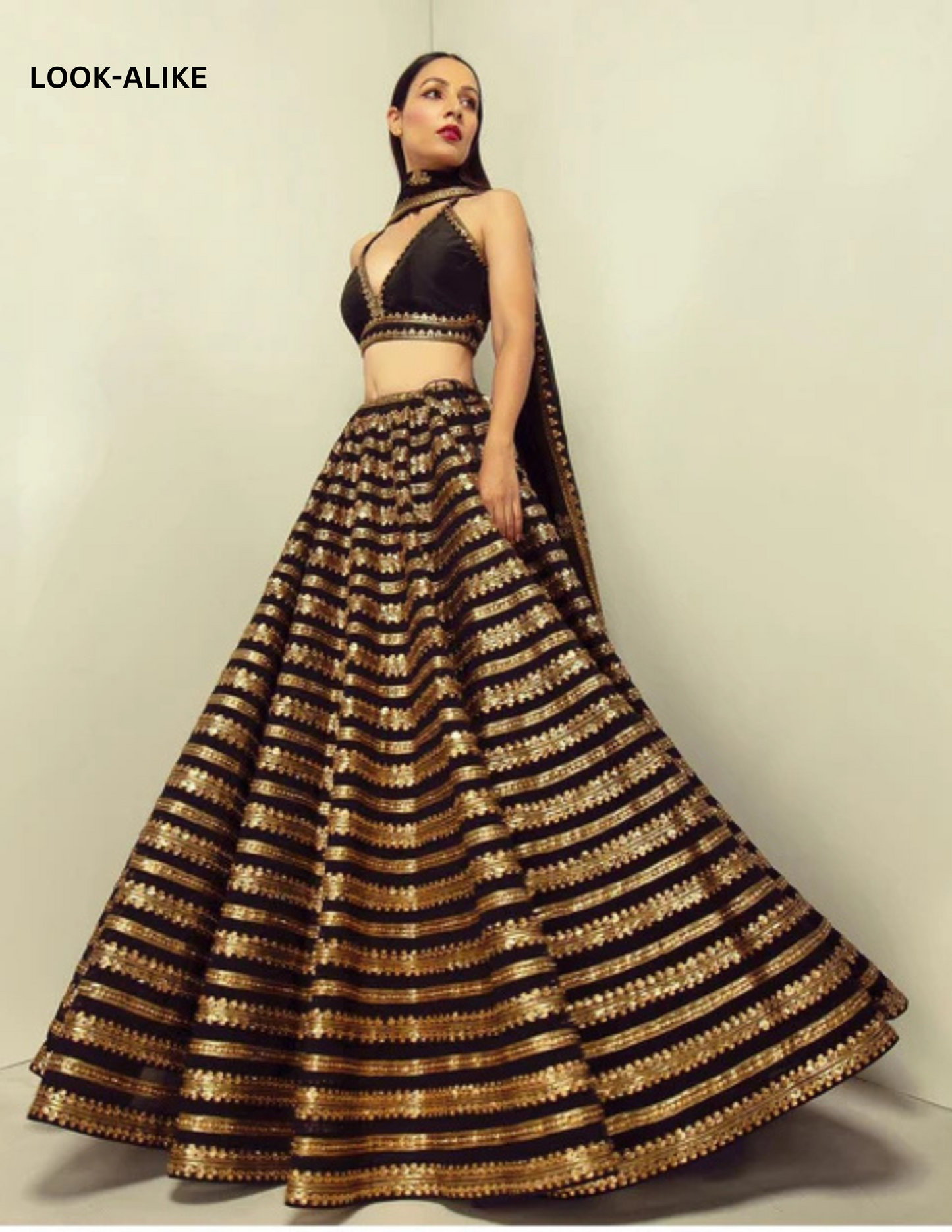 Attractive Black Colored Sequins With Zari Work Lehenga Choli