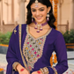 Dark Violet Color Heavy Chinon With Embroidery Work Kurti Suits Near Me