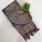 Violet Color Silk Shawl With Golden Zari Work (Ponnadai) For Guest Near Me