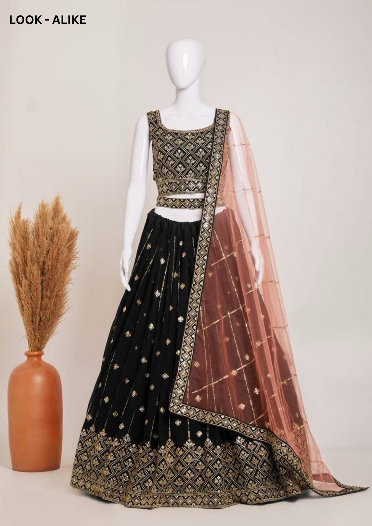 Gorgeous Black Color Heavy Georgette Embroidery And Sequins Lehenga Choli With Net Dupatta