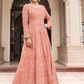 Elegant Peach Colored Georgette & Chinon Kurtis And Suits With Dupatta