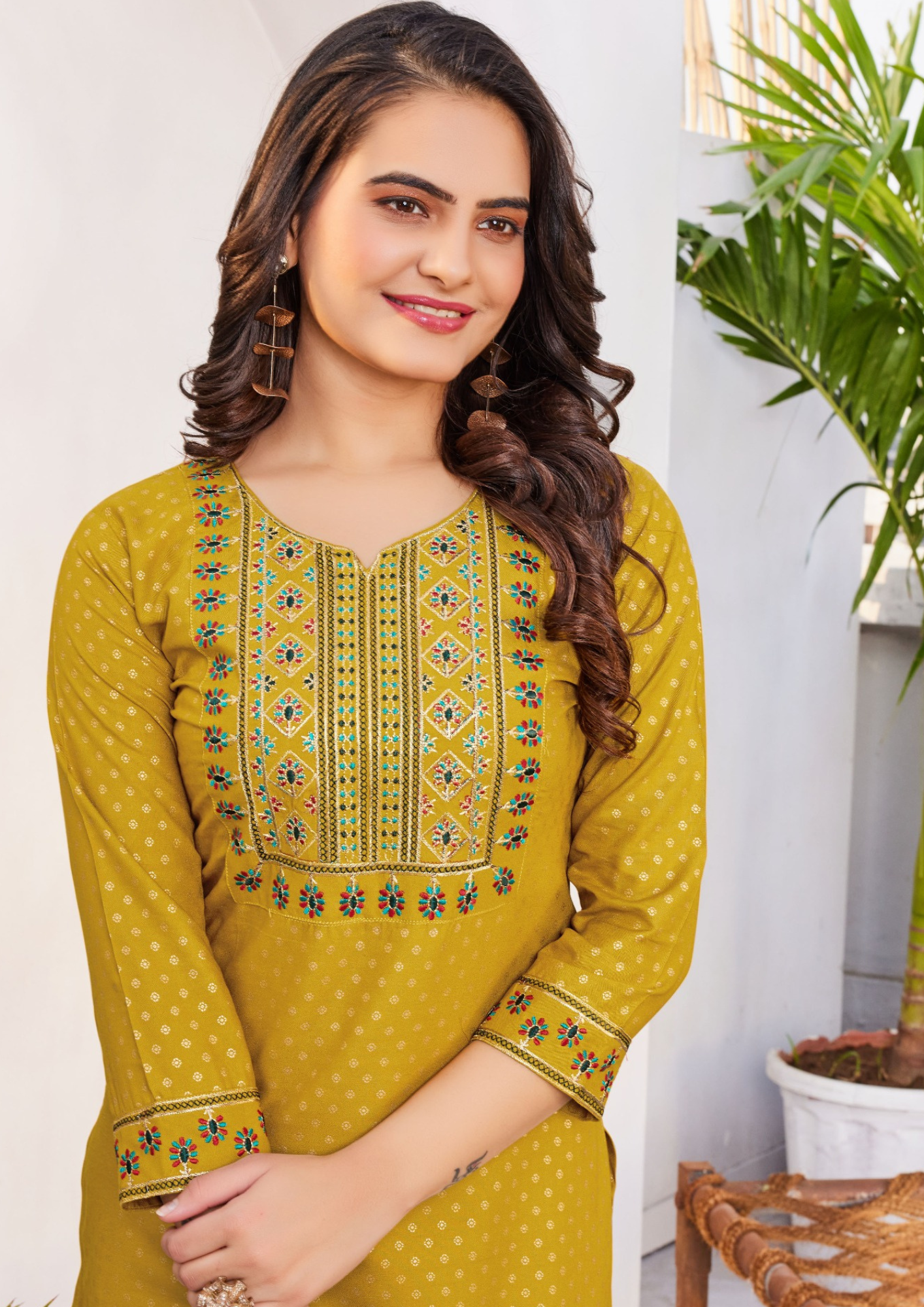 Appealing Mustard Yellow Color Rayon Kurti Near Me