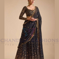 Elegant Black Color Georgette With Hand Diamond Sequins Work Wedding Lehenga Choli For Women