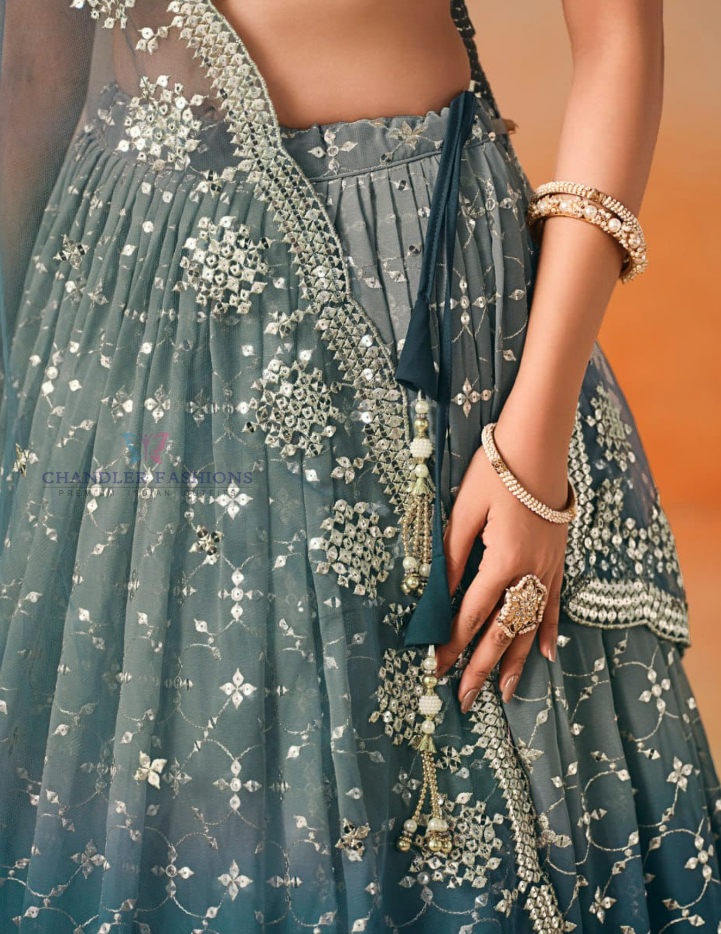 Wonderful Teal Blue Color Lehenga Choli With Dupatta In Phoenix