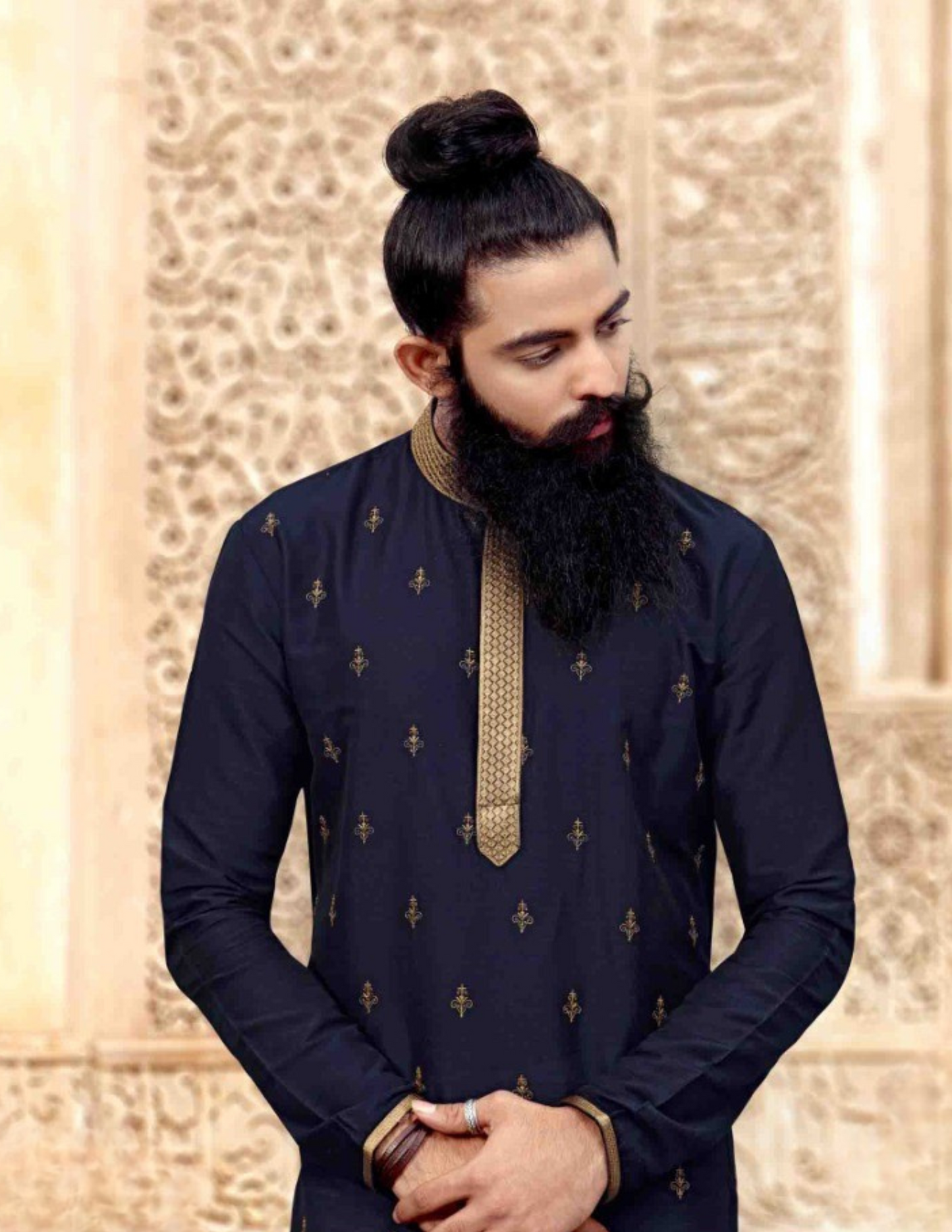 Navy Blue Kurta With Pajama Set For Men Near Me