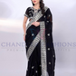 Elegant Black Color Gold Tussar Sequins Saree With Embroidery Work