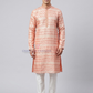 Beautiful Peach Color Brocade Kurta With Pajama For Men