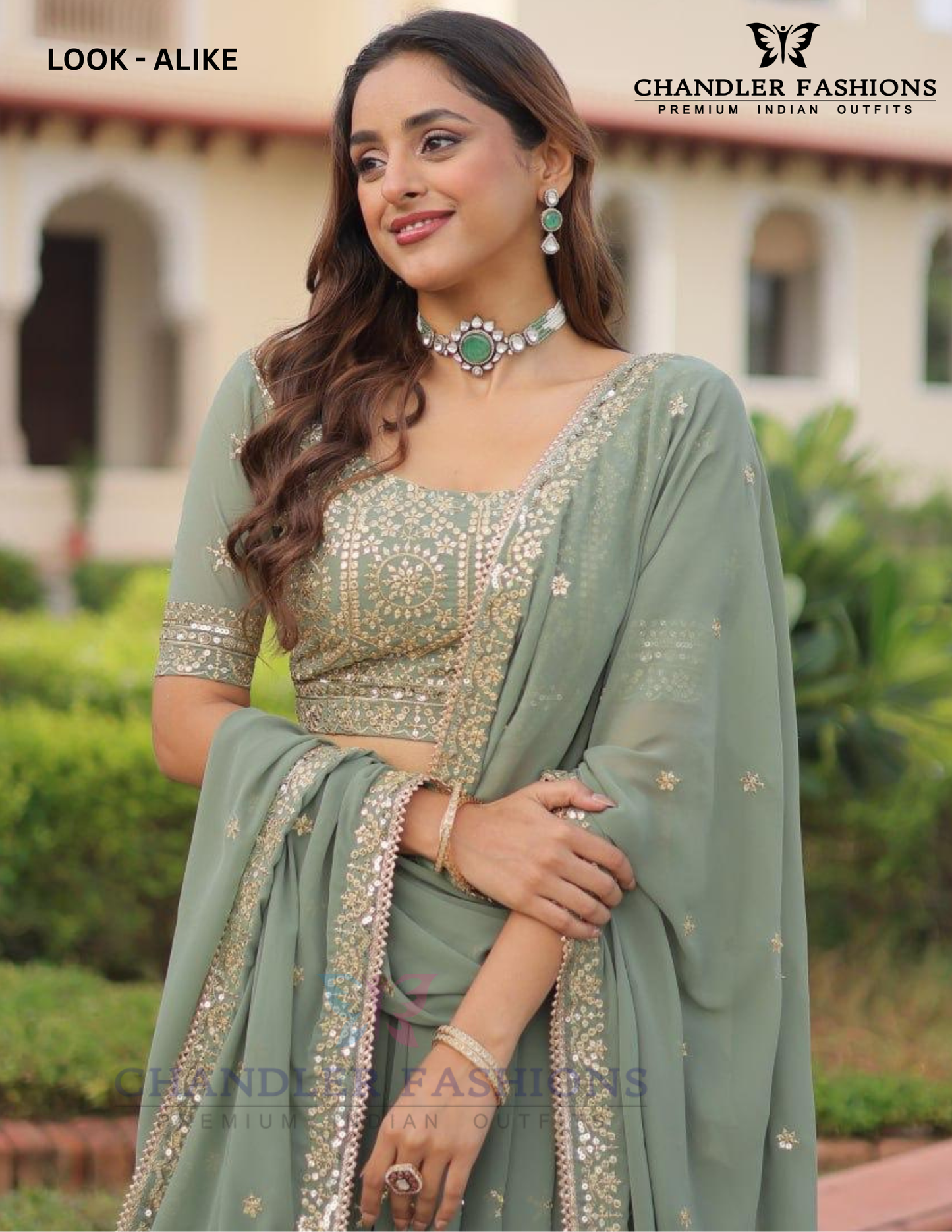 Faux Georgette With Embroidery And Sequins Work In Surprise