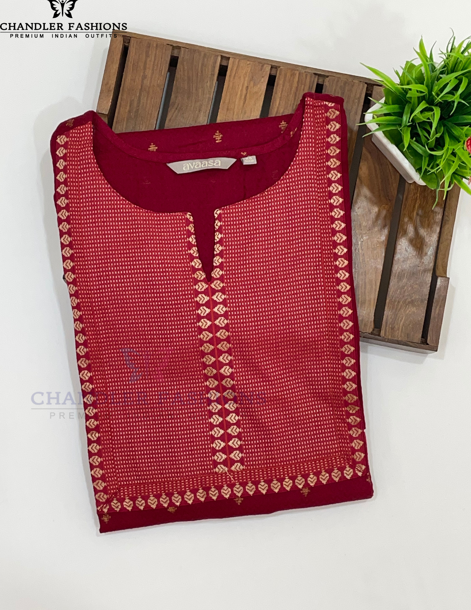 Maroon Color With Embroidery Work Kurti In Suncity