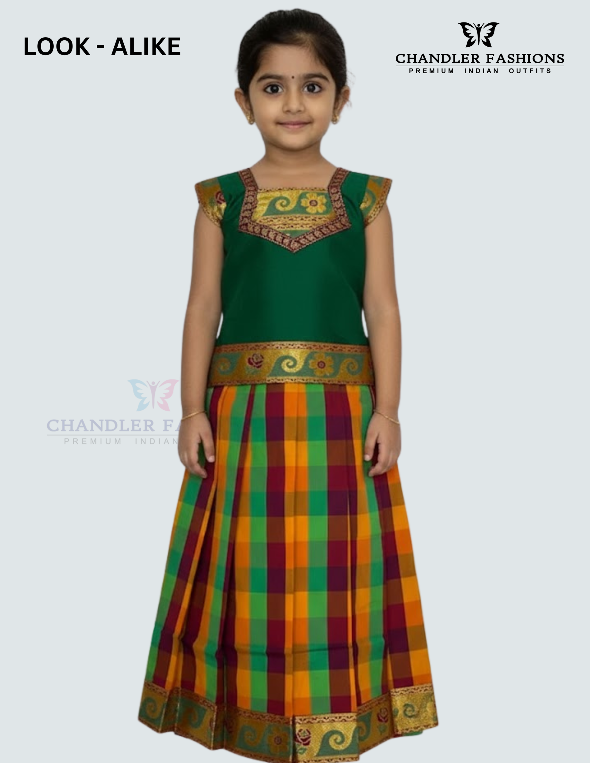 Charming Green Color Art Silk Langa Sets With Zari Work