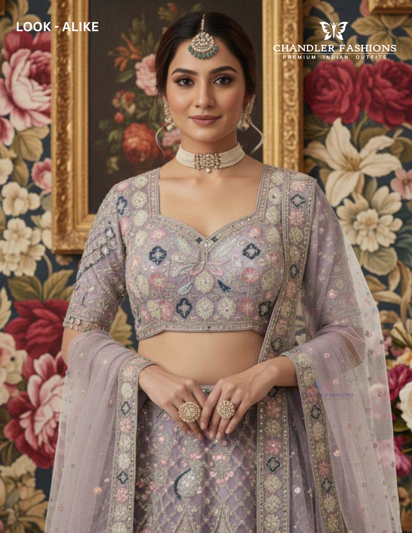 Lavender Color Net With Embroidery And Sequins Work Lehenga In Tempe