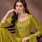 Gorgeous Mehendi Green Color Chinon Sharara Suit In Chandler