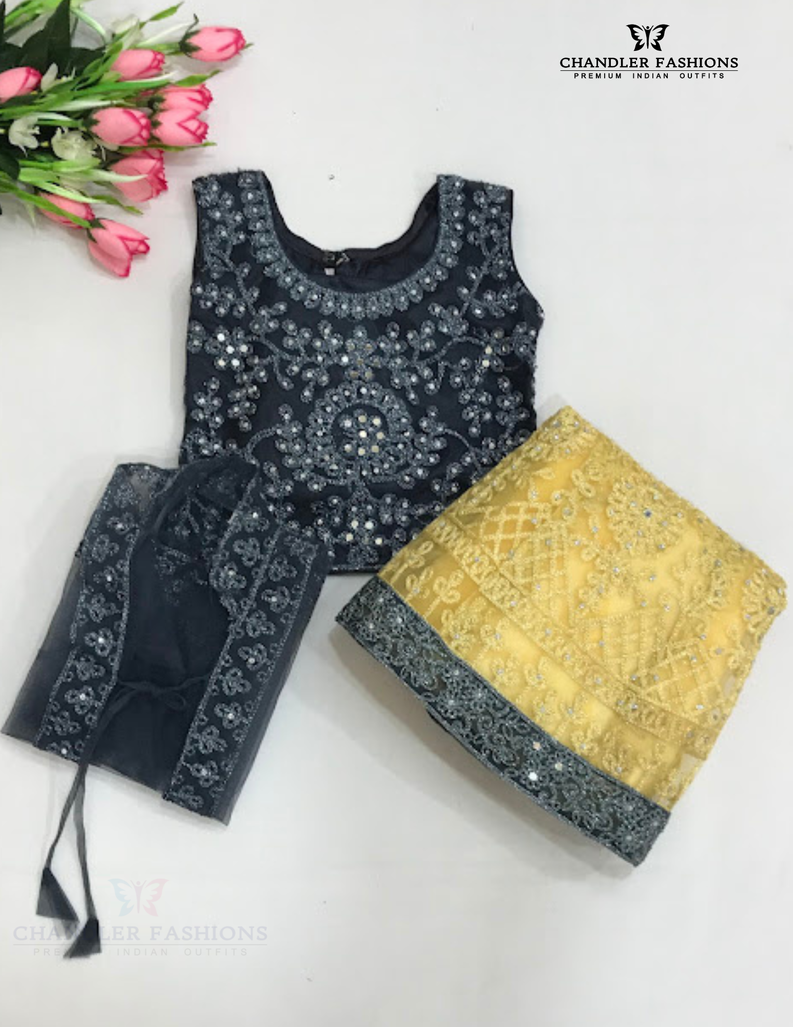 Gorgeous Gray Color Georgette Girls Choli Set In Tempe