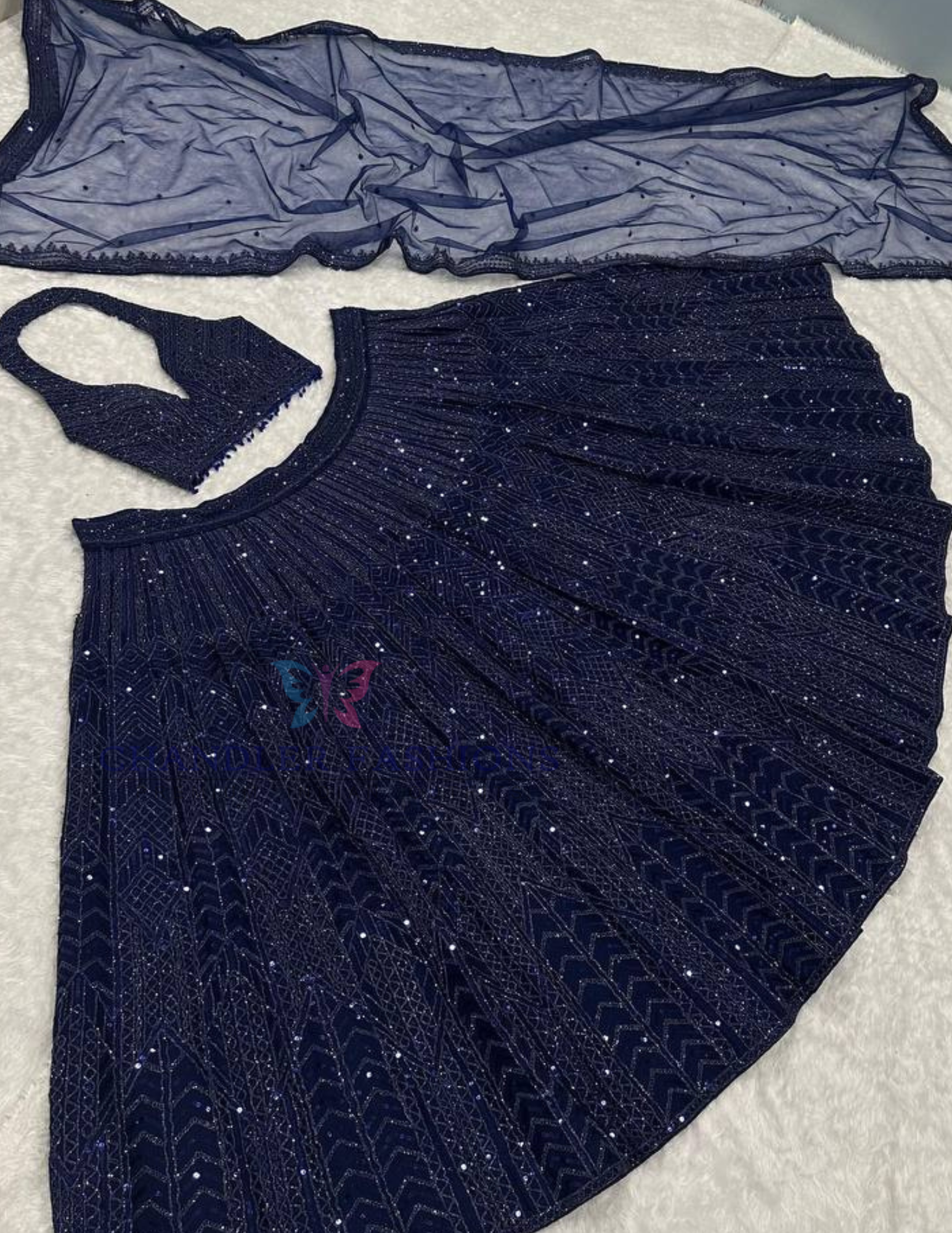 Blue Color With Sequins Lehenga In Yuma