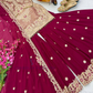 Maroon Color Crazy Silk Embroidery Sequins Work Palazzo Suits In Mesa