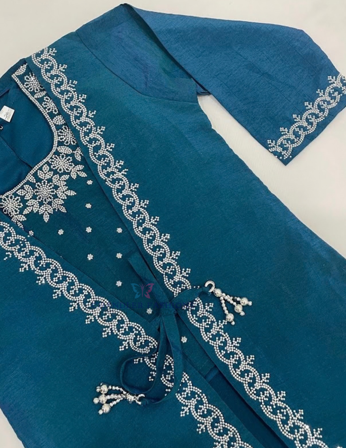 Stunning Teal Blue Color Satin Silk Palazzo Suits With Embroidery And Sequins Work For Kids Girls In Gilbert