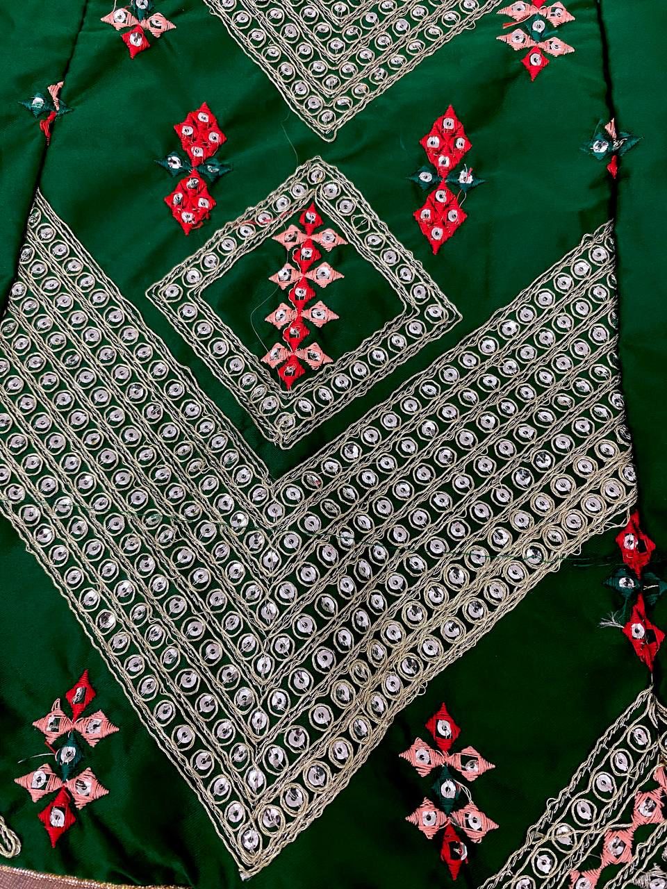 Attractive Green Color Party Wear Malay Satin Silk Sequins Embroidery Work Lehenga Choli In Suncity