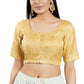Attractive Light Gold Colored Brocade Elbow Sleeves Readymade Blouse For Women