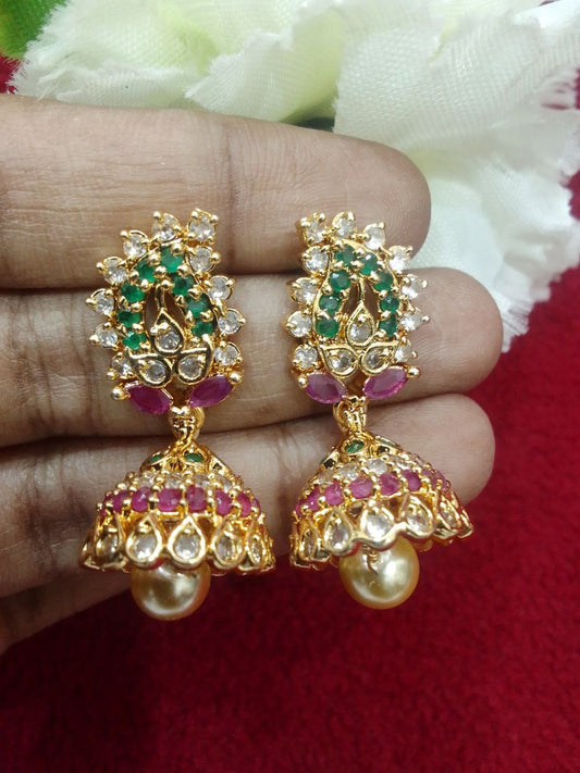 Dazzling Gold Plated Multicolored Earrings For Women