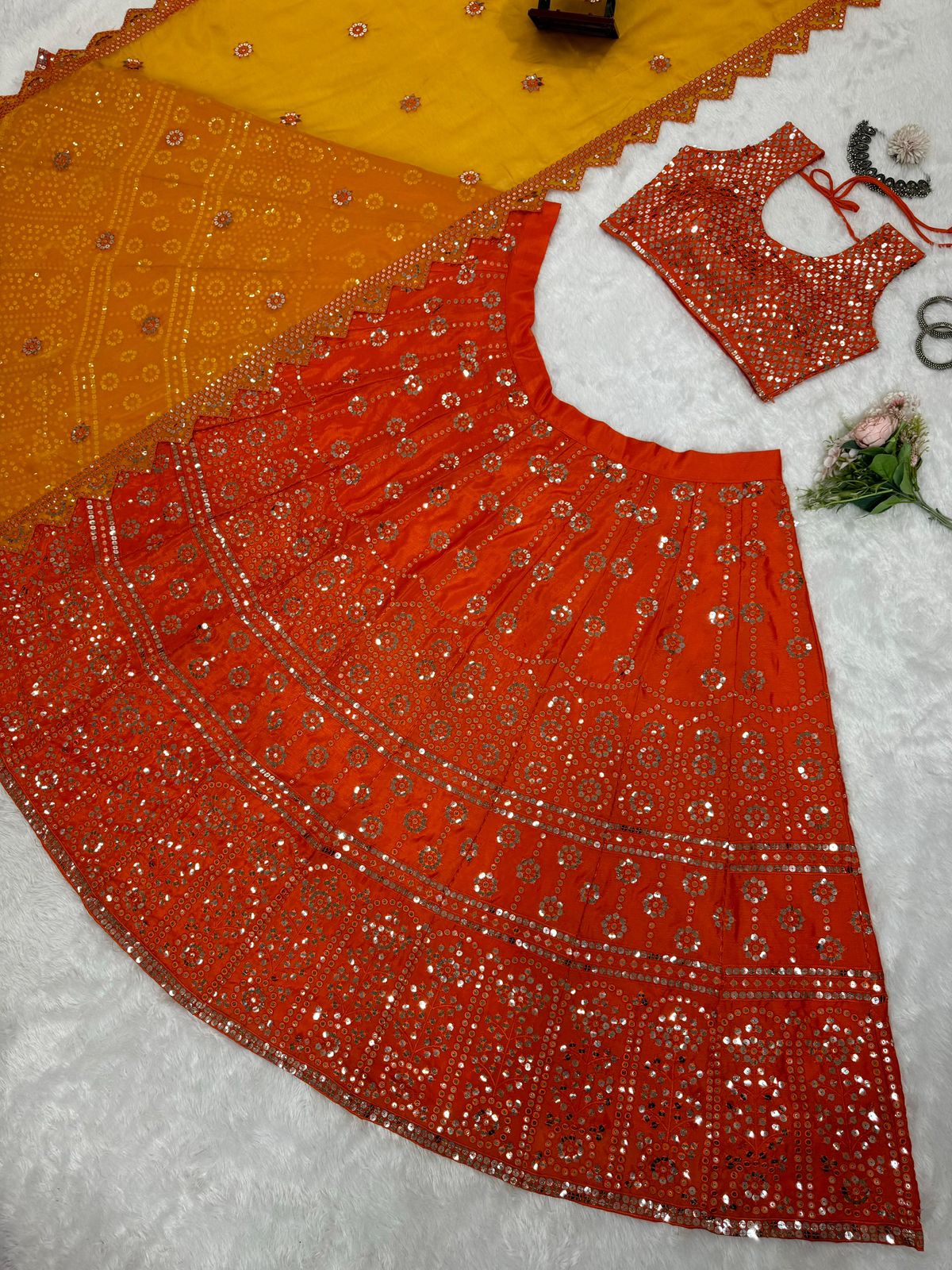 Alluring Orange Color Lehenga In Sedona