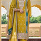 Gorgeous Premium Silk Mustard Yellow Colored Embroidery Work Salwar Suits With Fancy Dupatta