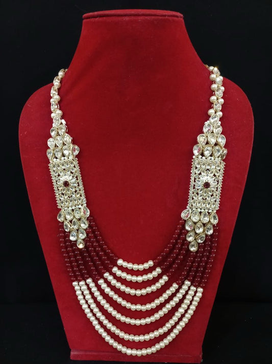 Mustard White And Maroon Color Unique Stone Worked Mala For Men