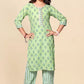 Charming Light Green  Colored Cotton Kurti Suits For Girls