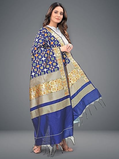 Navy Blue Color Self Designed Dupatta For Women In Surprise