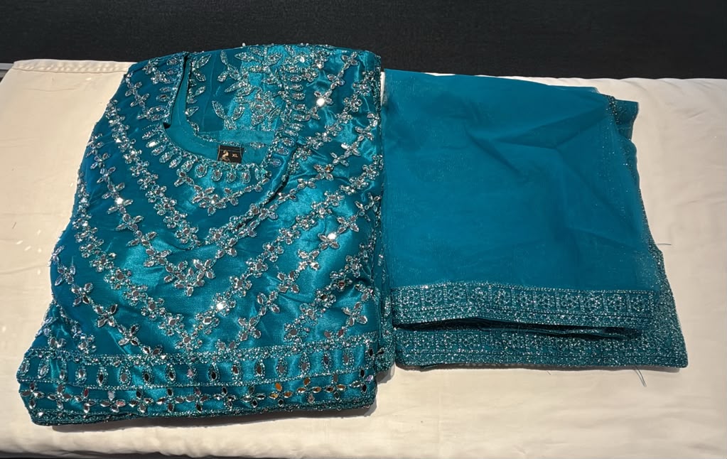 Amazing Blue Color Georgette With Embroidery And Mirror Work Anarkali Gown For Women