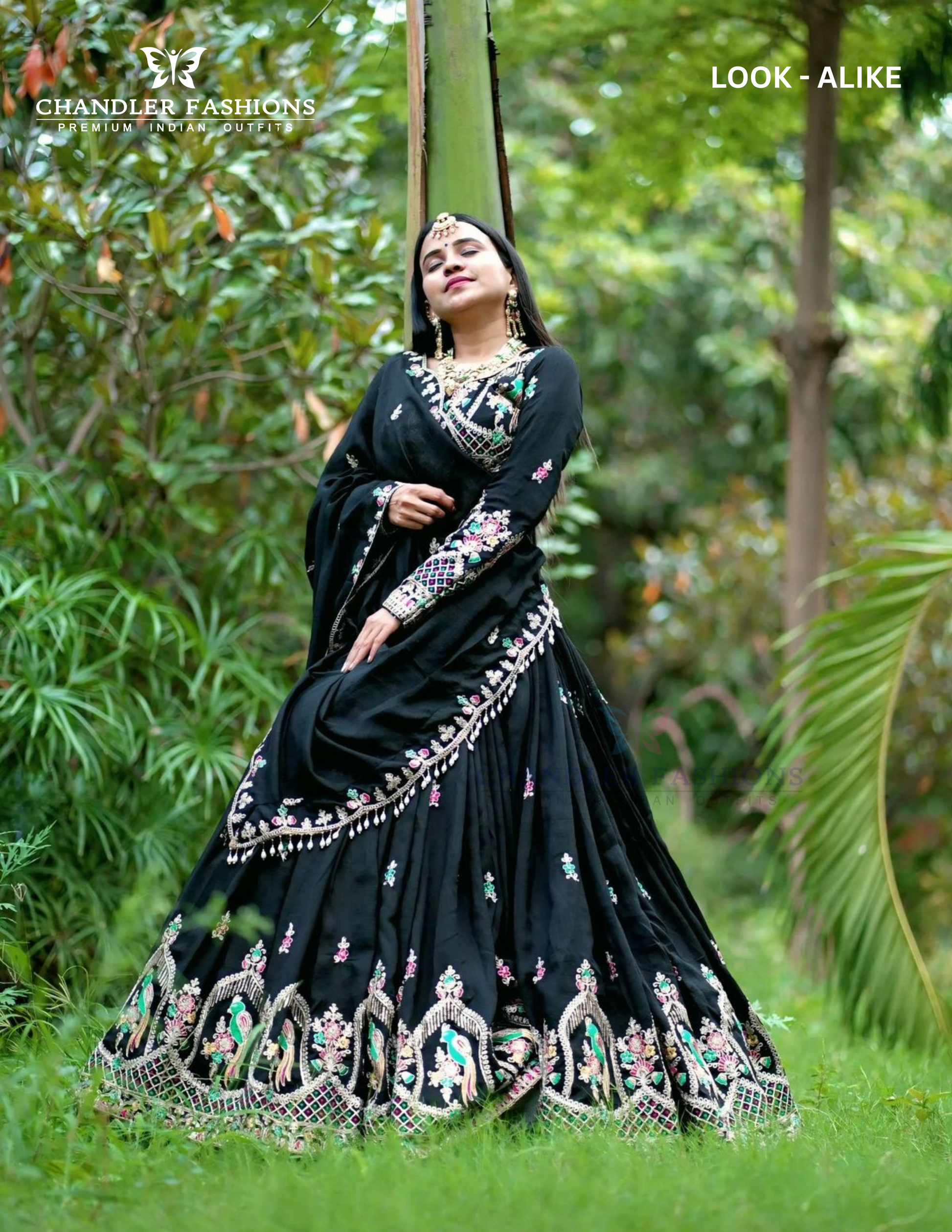 Amazing Black Color Embroidery And Thread Work Lehenga Choli With Dupatta For Women Near Me