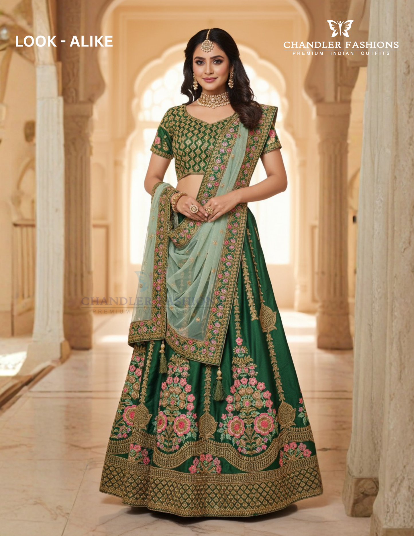 Attractive Green Color Embroidery And Multi Needle Work Lehenga Choli With Net Dupatta