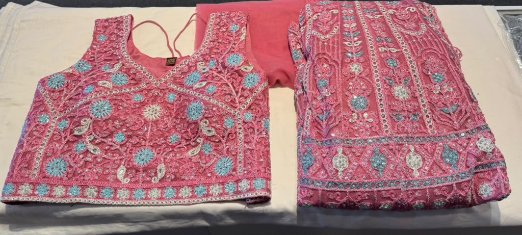  Premium Pink Color Net With Embroidery And Mirror Work Lehenga For Women