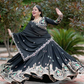 Amazing Black Color Embroidery And Thread Work Lehenga Choli With Dupatta For Women