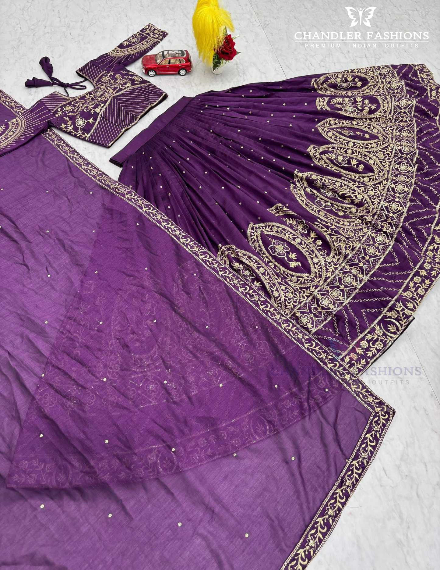 Amazing Purple Color Embroidery And Sequins Work Lehenga Choli In Tempe