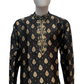 Attractive Black Color Handcrafted Zardozi Work With Small Paisley Designed Men's Brocade Kurta Suits