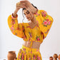 Beautiful Yellow Color Floral Printed Tier Lehenga With Crop Top