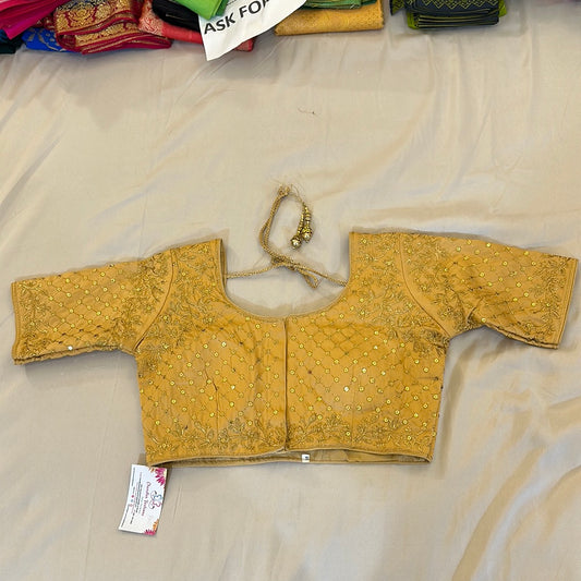 Alluring Yellow Color Ready To Wear Designer Blouse With Zari And Sequins Work