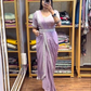 Stunning Lavender Color Ready To Wear Chinon Embroidery Saree For Women