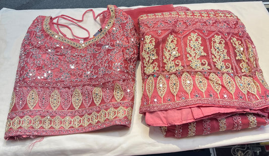 Attractive Pink Color Georgette With Embroidery ,Sequins And Mirror Work Lehenga For Women