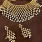 Attractive Gold Plated White Stoned Necklace With Earrings Near Me