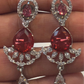 American Diamond White And Dark Pink Stones Necklace With Earrings Sets In USA
