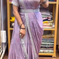 Lavender Color Ready To Wear Chinon Embroidery Saree Near Me
